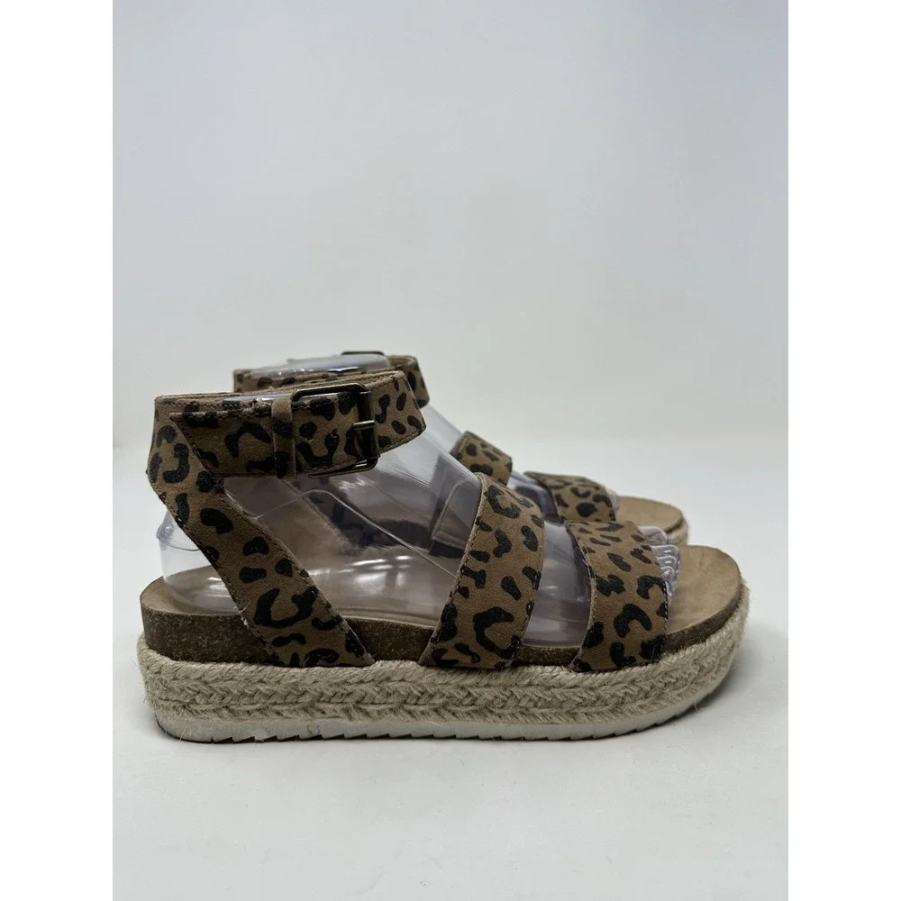 Universal Thread Espadrille Ankle Strap Sandals Size 8 Animal Print